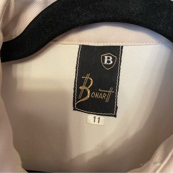 Vintage 70s Bonartt tan cream short sleeve button front belted top - Picture 6 of 7